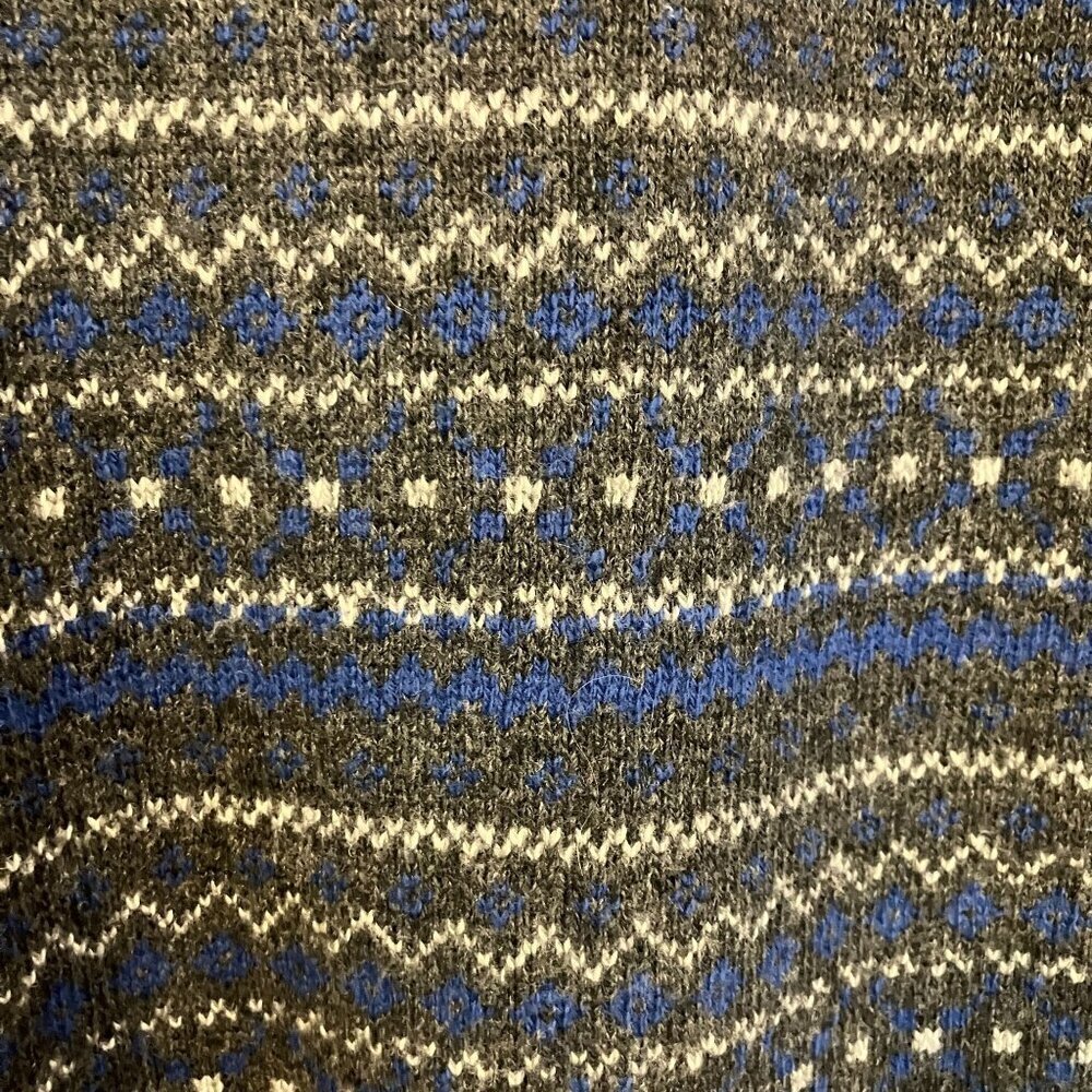 Eddie Bauer Mens Vintage Y2K Fair Isle Nordic Wool Sweater Sz. Large Blue FA EXC - Picture 5 of 11